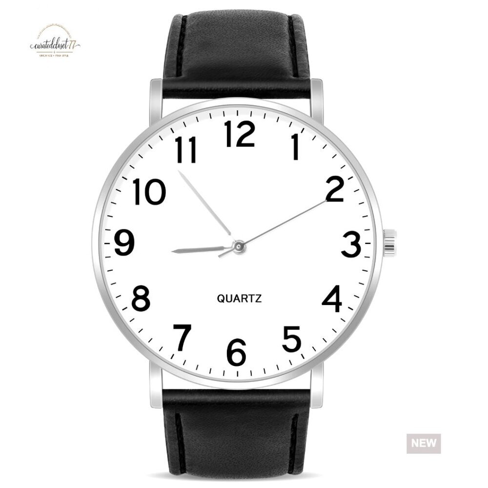 Classic Chronograph Watch Leather Strap Quartz Movement Business Casual Fashion